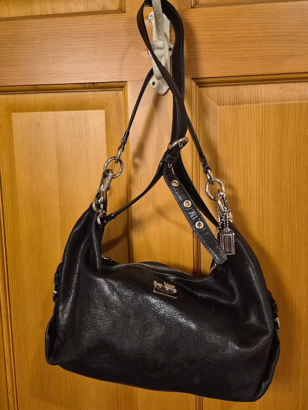 Coach Madison Hailey 14304 Black Leather Hobo Shoulder Crossbody Bag
